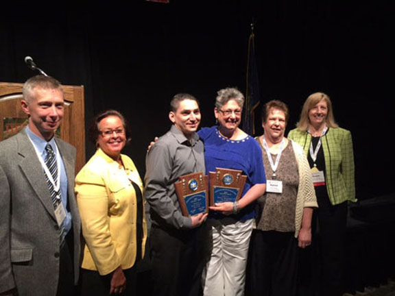 May 19, 2016, Pennsylvania Workforce Development Association’s 32nd Annual Employment, Training & Education Conference in Hershey: Jeff Dick, Site Administrator, PA CareerLink; Renee Shaw, Goodwill’s Business Services Coordinator, PA CareerLink; Felipe Lucio, Jr.,(Award Winner), Executive Administrative Assistant, Johnstown Free Medical Clinic; Rosalie Danchanko, (Award Winner) Executive Director, Johnstown Free Medical Clinic; Karen Sellers, Goodwill’s Career Planner, PA CareerLink; and Susan Whisler, Director, Southern Alleghenies Workforce Development Board